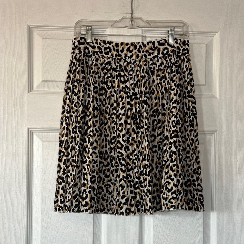 J. Crew Leopard Print Skater Skirt - Black, Cream & Brown